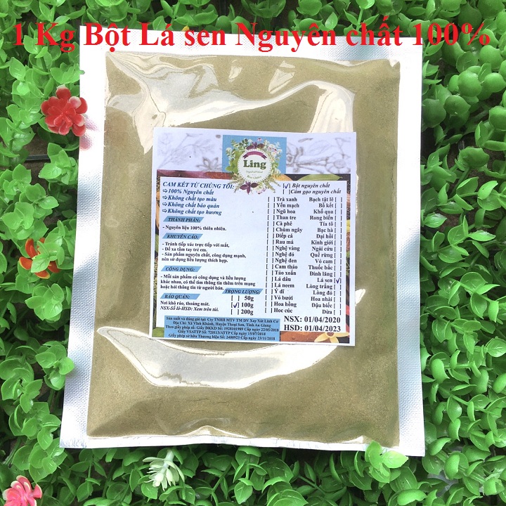 Bột Lá sen 500g-1Kg có giấy VSATTP và ĐKKD nguyên chất thiên nhiên 100% dùng để đắp mặt đa công dụng