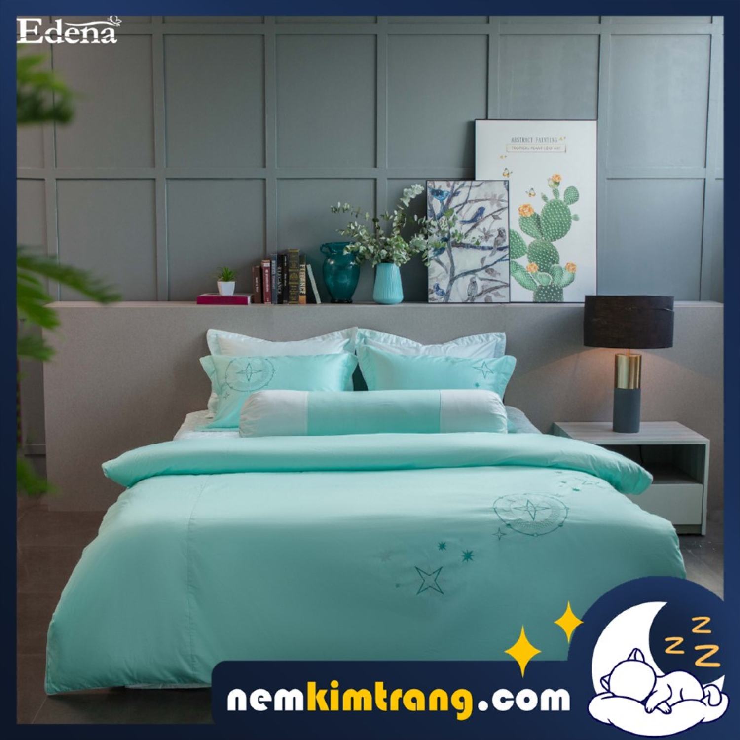 Ga nệm coton solid edena mẫu 376 - chính hãng, cao cấp