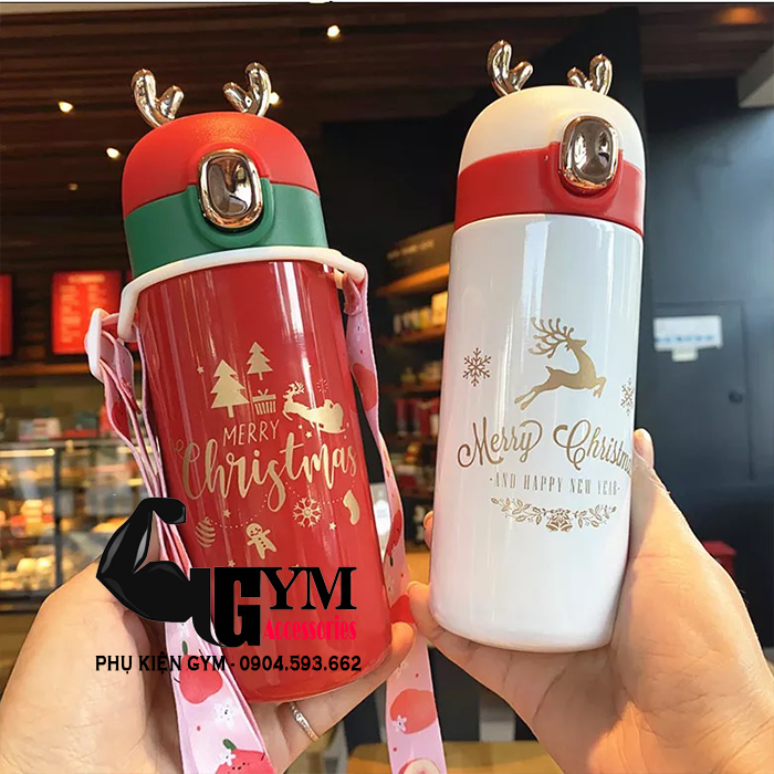Bình giữ nhiệt Giáng Sinh Noel Tuần Lộc 450ml Cao Cấp