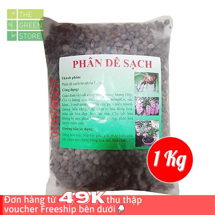 1KG Phân dê sạch đã qua xử lý, phân hữu cơ chuyên dùng cho hoa lan, hoa hồng, mai vàng, hoa cây cảnh