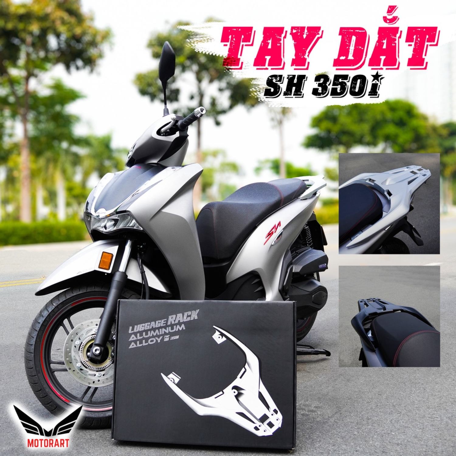 Tay dắt nhôm đúc sh 350i chính hãng motorart lắp đặt sh150 - sh350-sh 125, cản sau nhôm sh 2020, cản sau nhôm sh 2020-2022