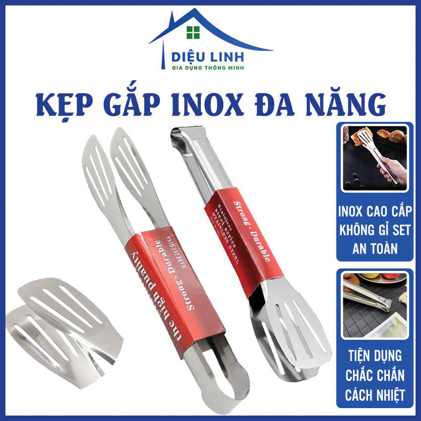 Dụng Cụ Gắp Bánh, Kẹp Thịt Nướng Inox Chống Trượt Tiện Lợi 28.5cm Kẹp Inox Đa Năng Gắp Đồ Chiên Rán, Thịt Nướng BBQ Bít Tết, Gắp Bánh Cao Cấp Chống Gỉ Dieulinhshop