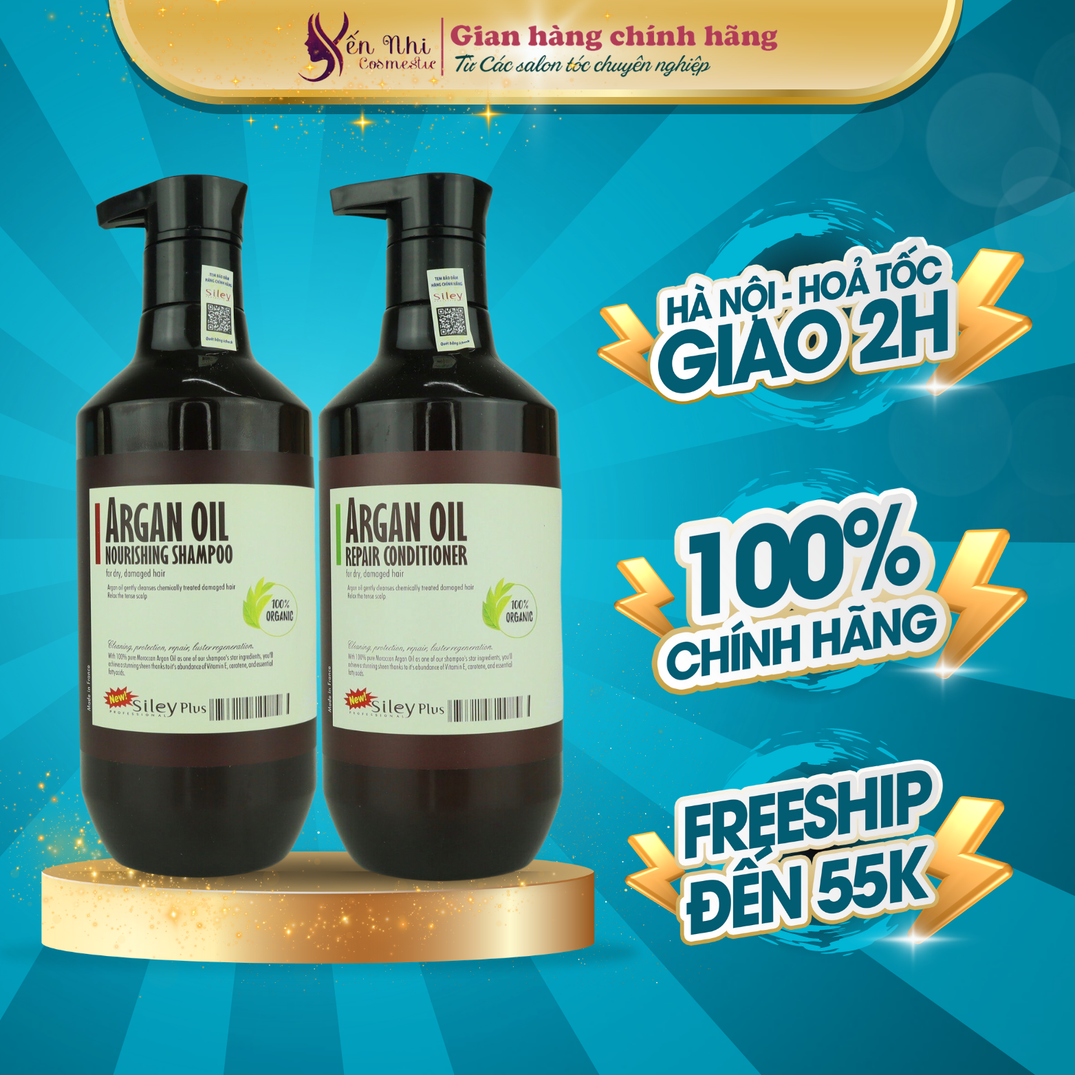 Dầu gội dưỡng tóc Siley Argan Oil dầu gội thảo dược ngăn rụng tóc 500ml, Mỹ phẩm tóc yến nhi