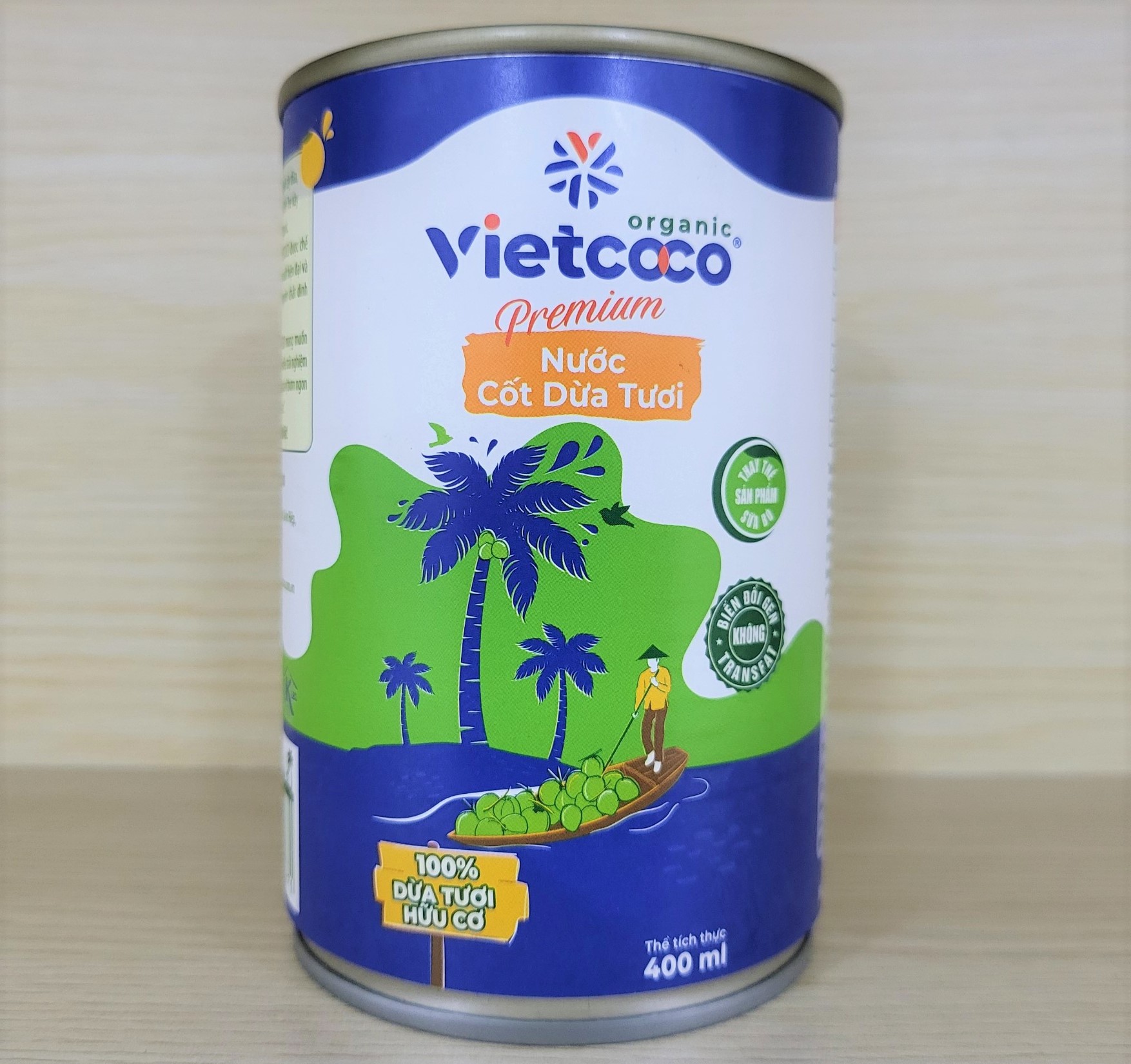 VCC lon 400ml NƯỚC CỐT DỪA TƯƠI HỮU CƠ VIETCOCO Premium Organic Coconut