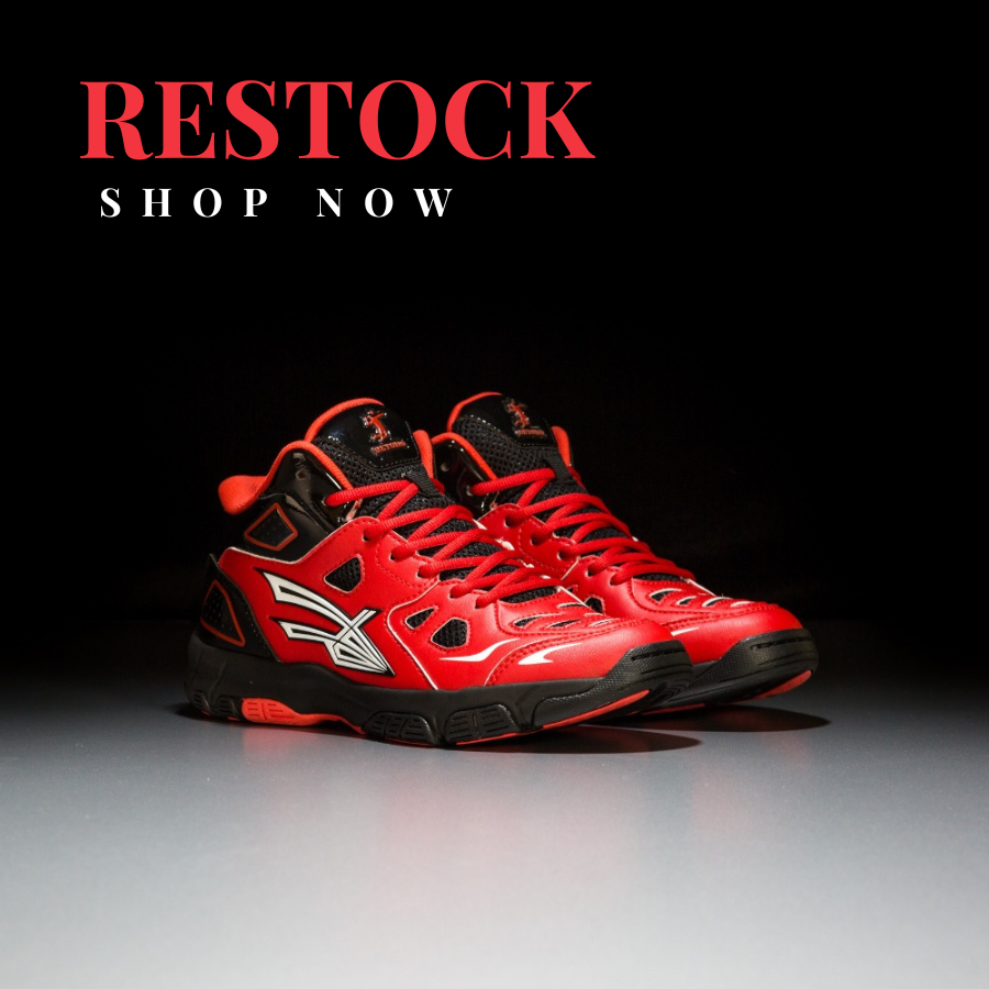 Giầy Bóng Chuyền Cổ Cao, Sân Bê Tông Beyono Golden Star C - RED BLACK