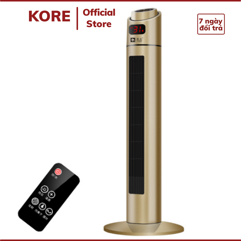 Máy sưởi điện Camel cao cấp có điều khiển đồng hồ hiển thị nhiệt độ - Cây sưởi gốm Ceramic ấm phòng ngủ