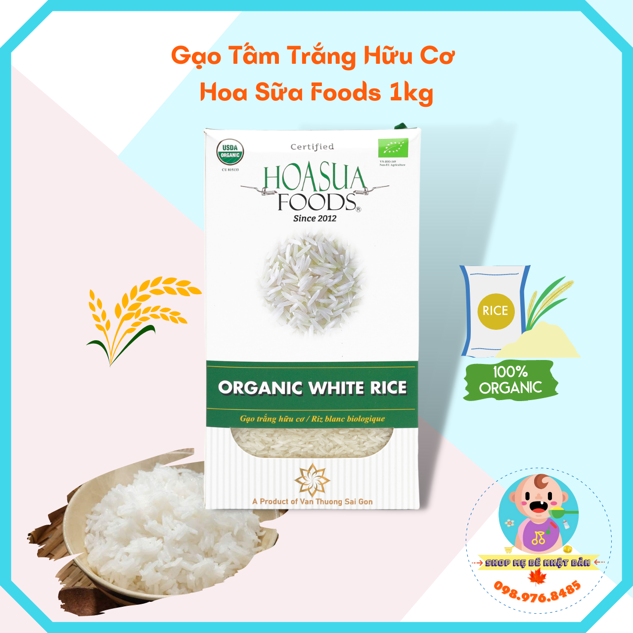 Gạo hữu cơ, gạo lứt hữu cơ hoa sữa foods 1kg