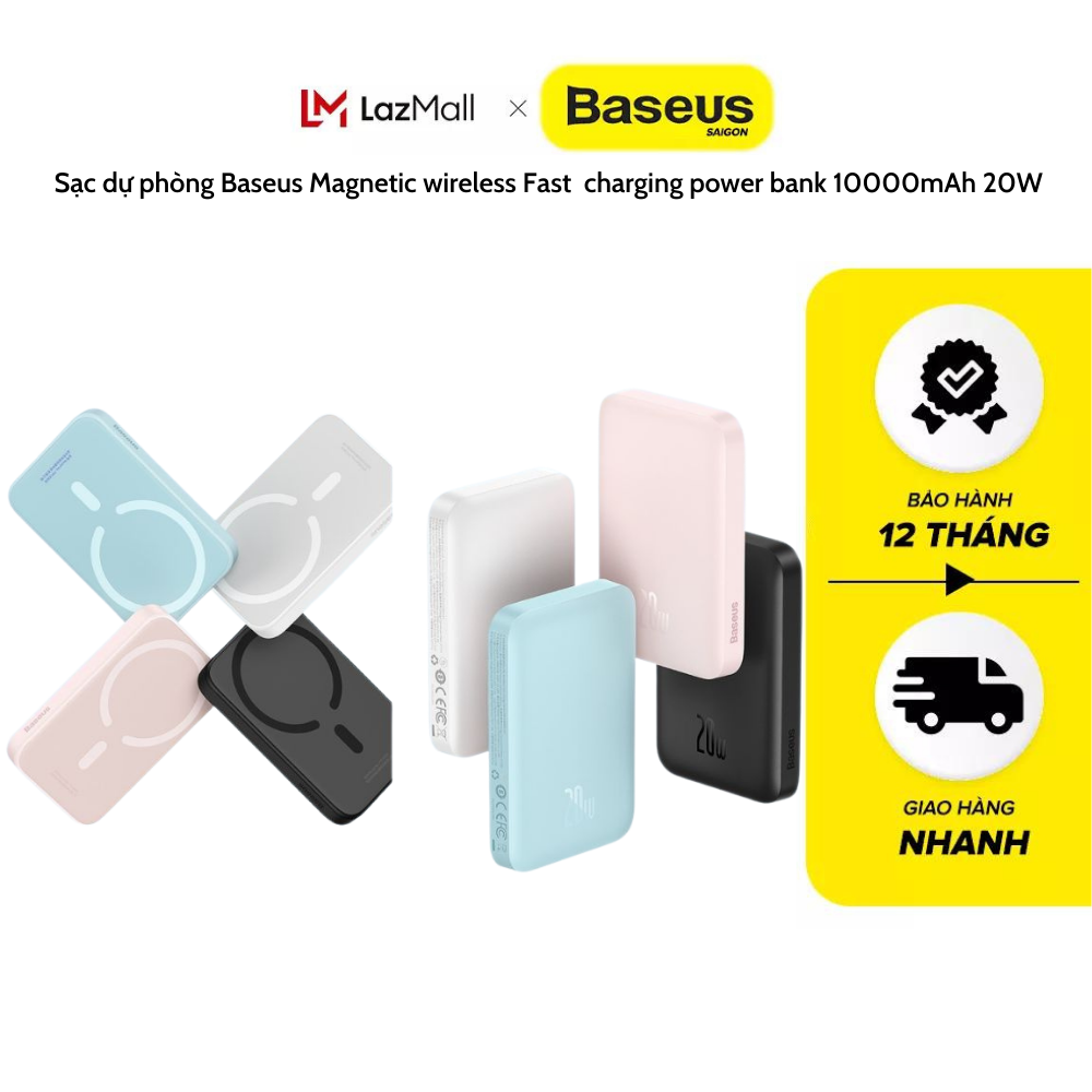 Sạc dự phòng Baseus Magnetic wireless Fast  charging power bank 10000mAh 20W cho iphone 13 promax- PPCXM10