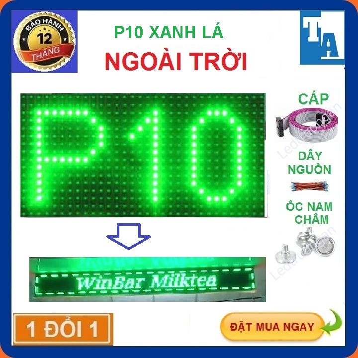 Hàng mới về, hàng loại 1 xịn chắc chắn - led ma trận p10, module led ma trận p10 xanh lá - 16 x 32 - led matrix xanh lá làm biển led ma trận chạy chữ - led truong an