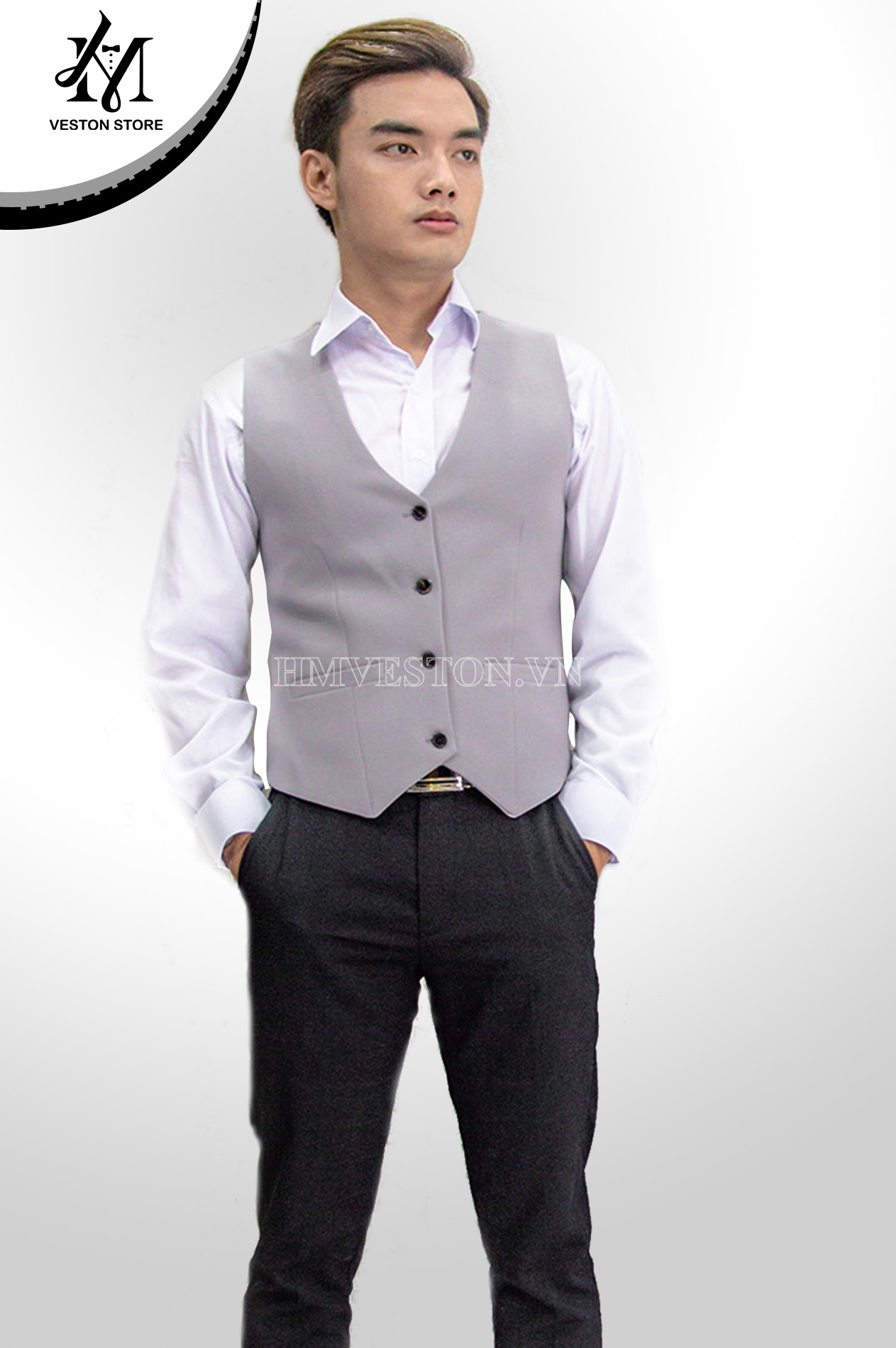 [HCM]Áo gile nam ôm body màu xám ghi