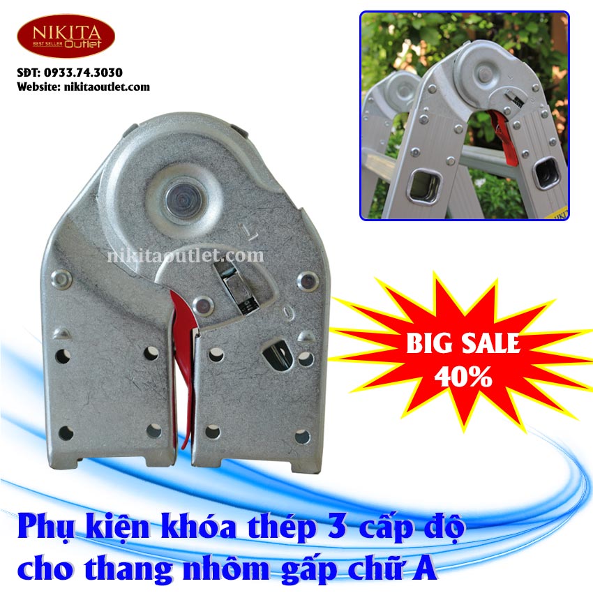 [HCM]Khóa thang nhôm gấp chữ A khóa thang gấp hợp kim thép tự động 3 cấp độ [An toàn chắc chắn] tiện lợi. dễ sử dụng dễ thay thế phù hợp với mọi loại thang - NIKITA OUTLET