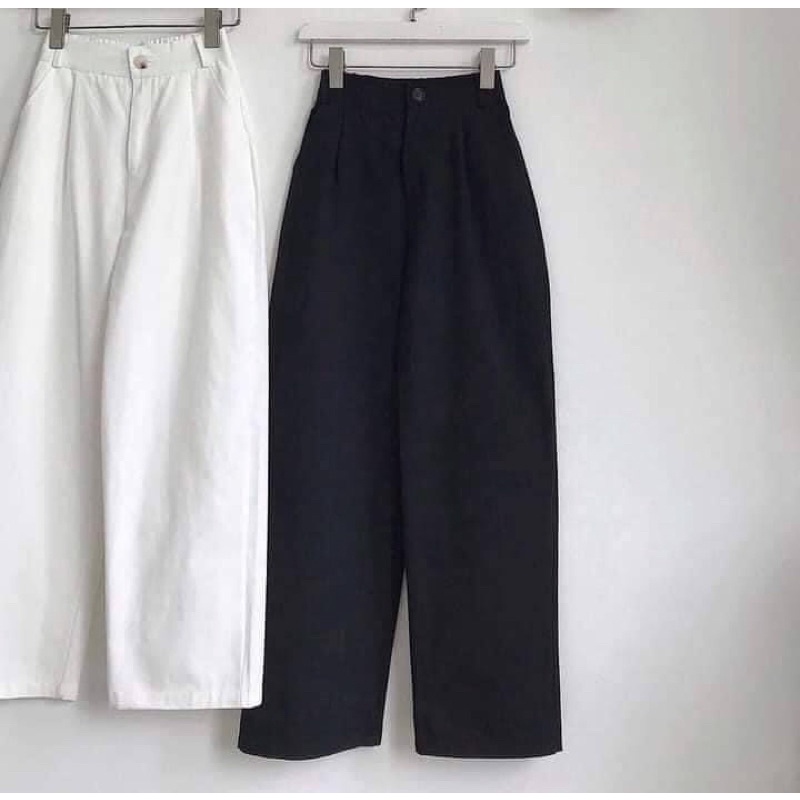 Quần kaki ống rộng giả cúc trước