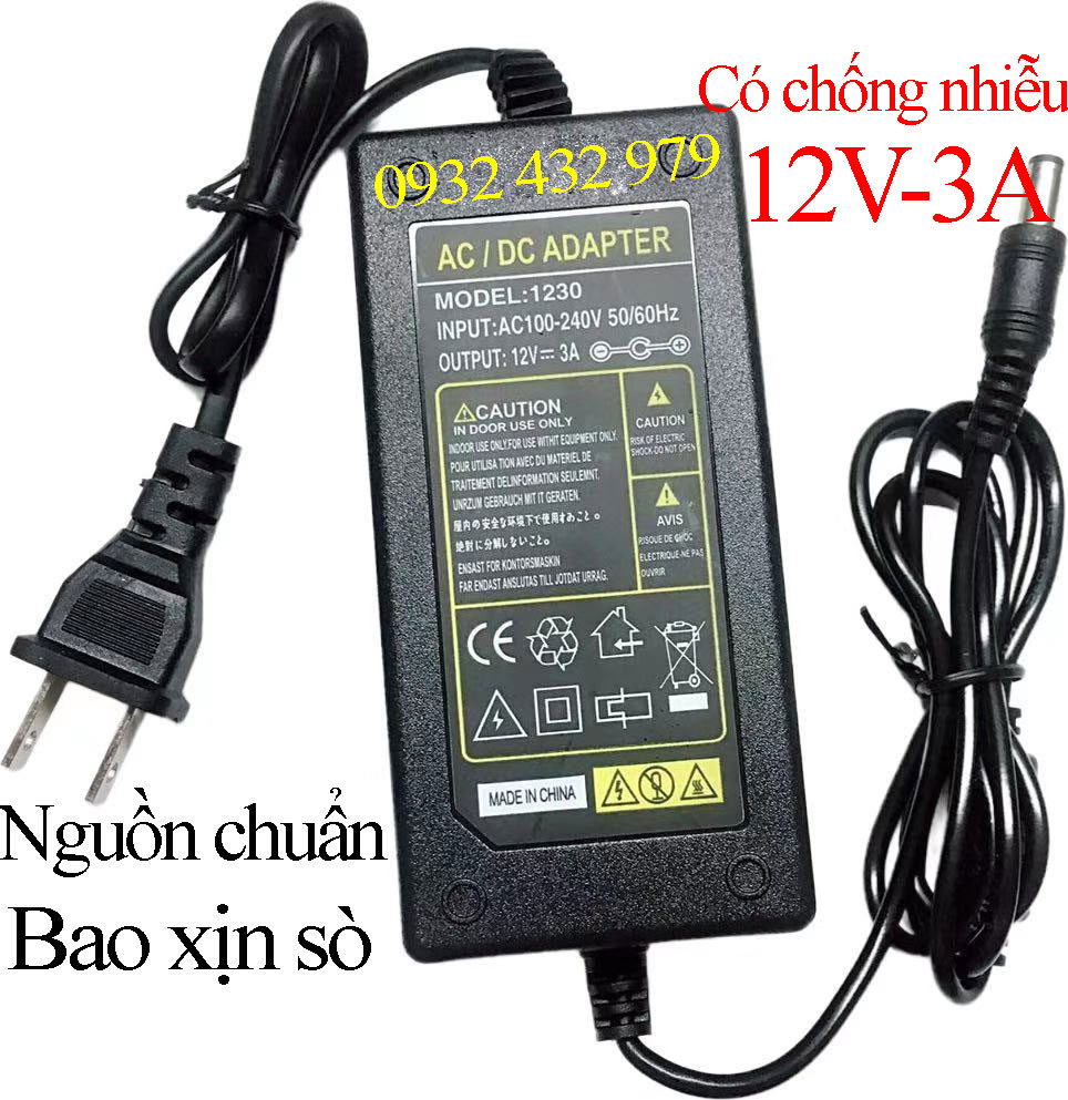 Nguồn 12v 3a 36w adapter 12v 3a có chống nhiễu, nguồn cho máy bơm, camera, máy tính, đèn led