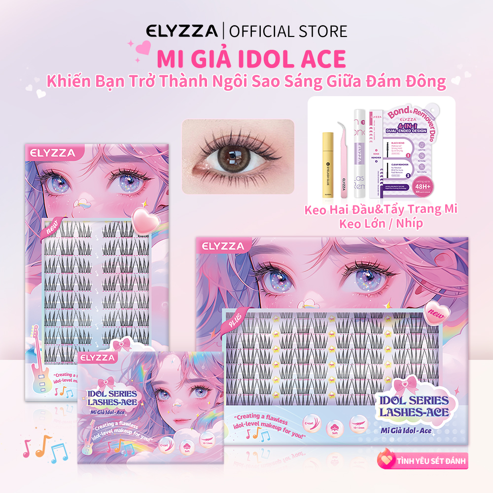Mi Giả Idol Ace Lông ELYZZA Mi Giả Tự Nhiên 10-12mm Mi Giả Tách Sợi, Mi Cụm Dễ Dán, Mi Giả Cụm Ăn Ảnh, Mi Gia Chùm 3 Cụm, Mi Sợi Có Thể Sử Dụng Được Nhiều Lần