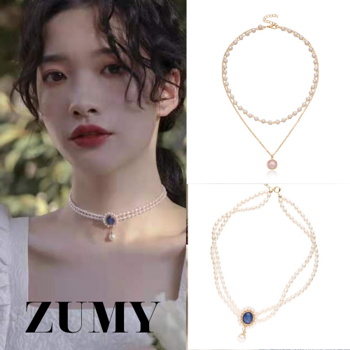 Vòng cổ nữ dây chuyền chocker 02 tầng layer vòng cổ chuỗi hạt thời trang cá tính giá rẻ