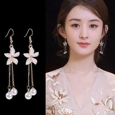 [HCM]Bông Tai Hoa Phong Lan Rừng   Ngọc Trai Tòn Ten Phong Cách Hàn BTPHONGLANTONTEN