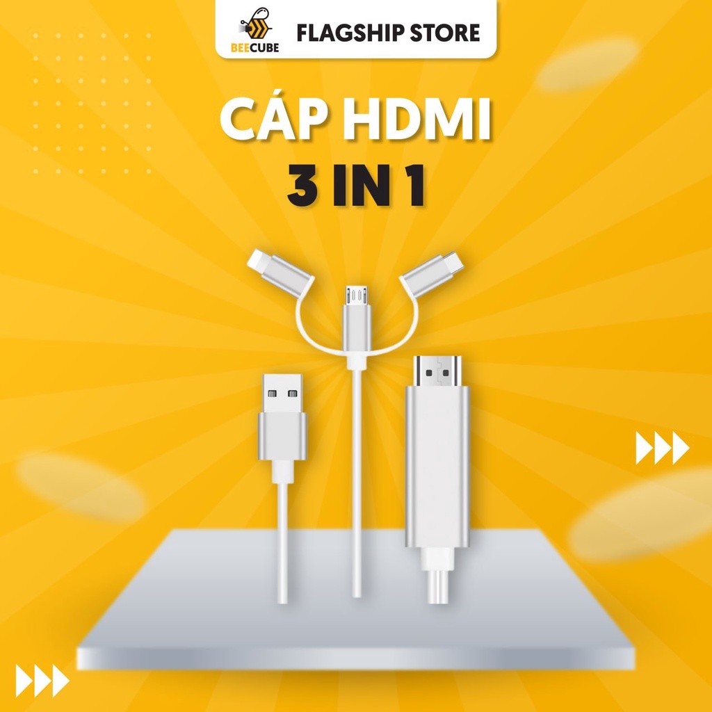 Cáp mhl 3 in 1 kêt nối điện thoại vs máy chiếu beecube