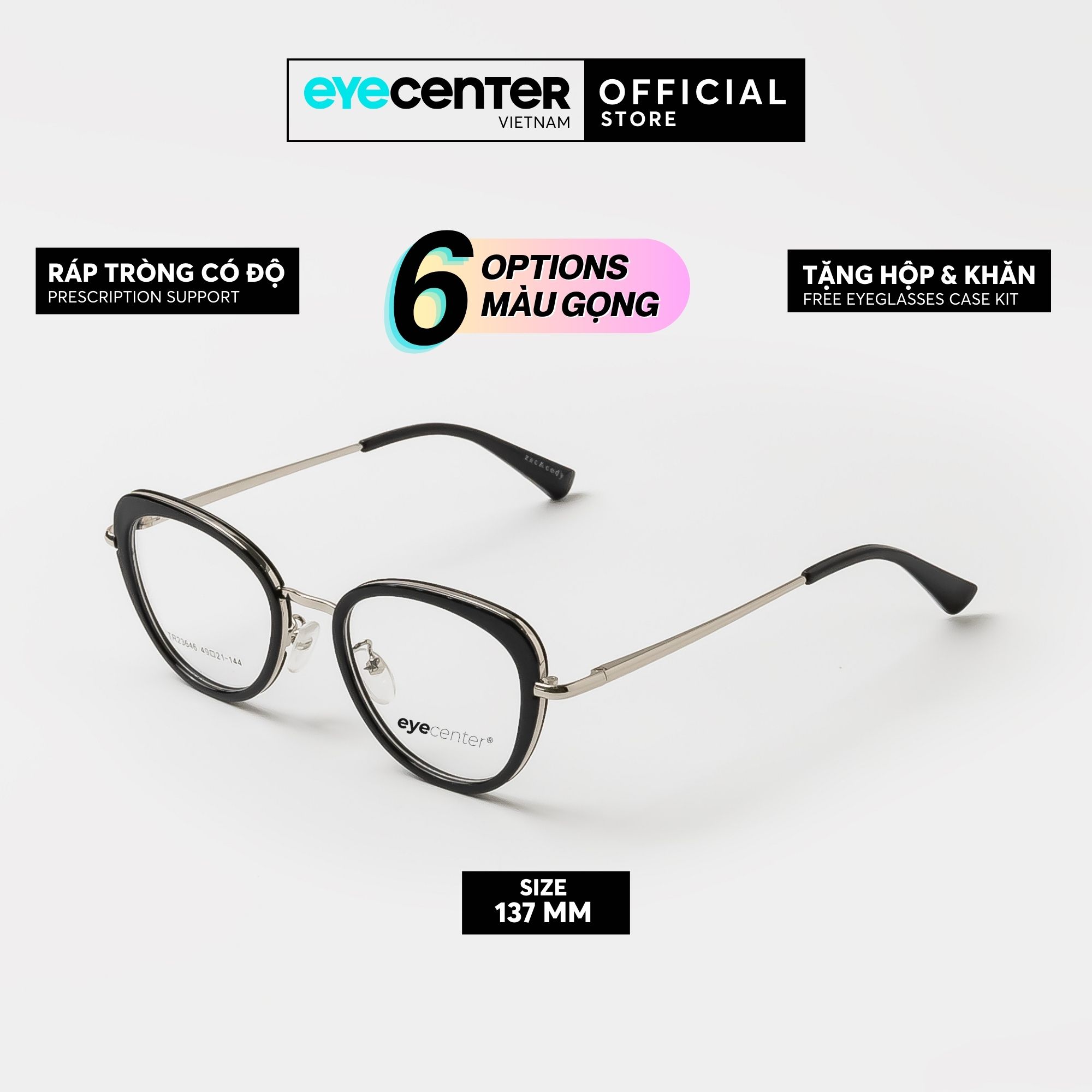 Gọng kính cận nữ chính hãng ZAC & CODY B111 kim loại chống gỉ nhập khẩu by Eye Center Vietnam