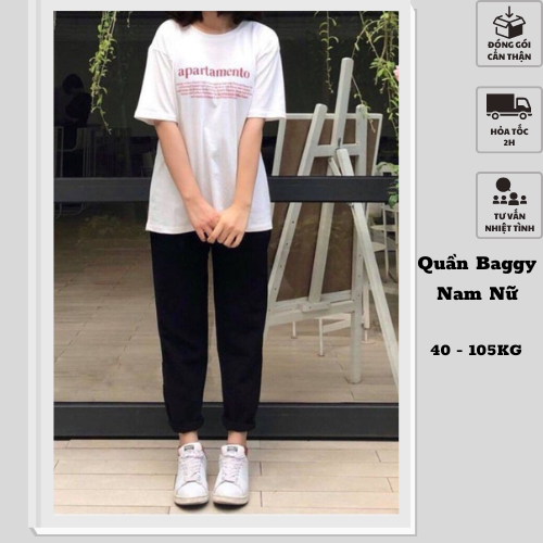 [HCM]Quần baggy ( lai gấp ) 40-100kg nam nữ lưng thun co giãn thoải mái