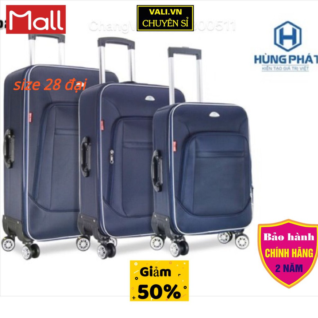 Vali Chính Hãng size 24+28 Hùng Phát 022--Vali Kéo Du Lịch Vải 4 bánh cao cấp BH 2 năm vải dày dặn chống thấm nước rẻ