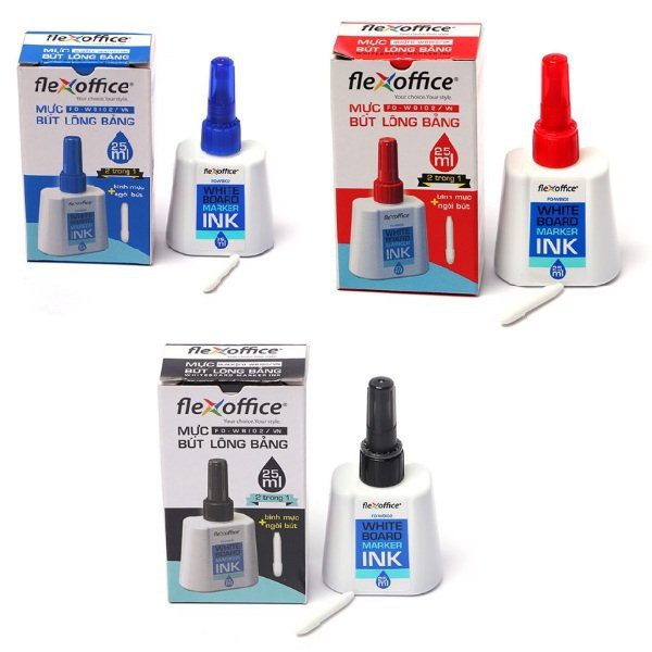 [Có sẵn] [Chính hãng] MỰC BÚT LÔNG BẢNG FLEXOFFICE FO-WBI02/VN 25ML (KÈM NGÒI BÚT) _ VPP ABC VINA
