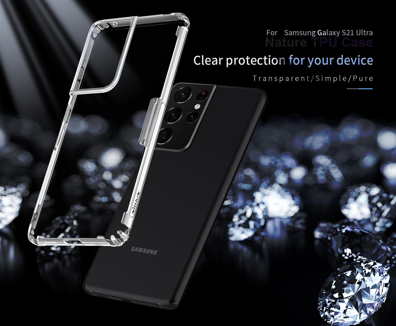 Ốp Lưng Silicon Nillkin Chống Sốc Cho Samsung Galaxy S21, S21 Plus, S21 Ultra, Ốp Lưng Samsung S21 Series Trong Suốt