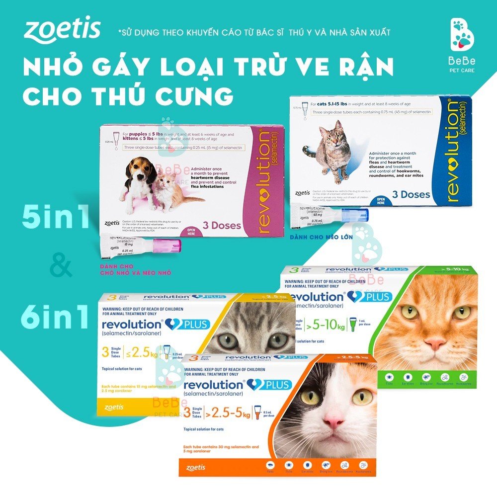 ZOETIS Revolution - Nhỏ Gáy Phòng Ngừa & Loại Trừ Bọ Ve Rận Cho Chó Mèo