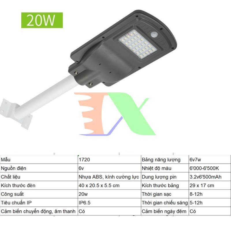 Đèn led năng lượng mặt trời MON-1720 20W, Đèn năng lượng mặt trời IP 65, đèn đường năng lượng mặt trời, đèn cao áp năng lượng mặt trời
