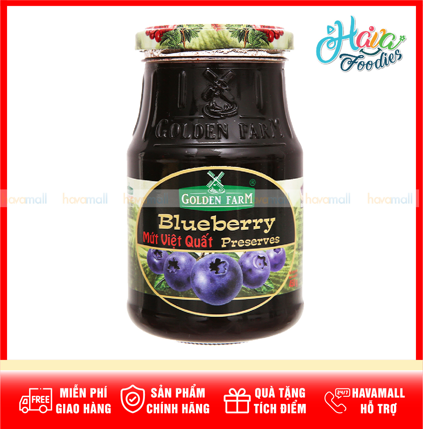 [ HÀNG CÔNG TY ] Mứt Việt Quất Cao Cấp Golden Farm - Blueberry Jam