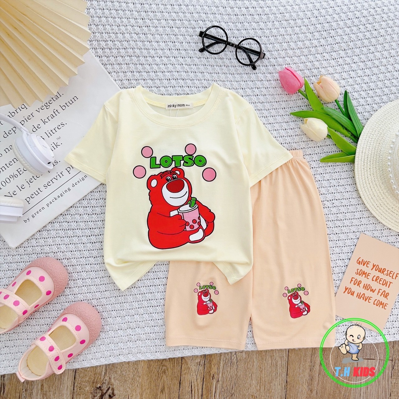 Cực Phẩm Bộ Đồ Lửng MINKY MON Thun Lạnh Cho Bé Gái Siêu Dễ Thương Hình In Pet Không Bong Tróc Dành cho Bé 9-26kg - 4