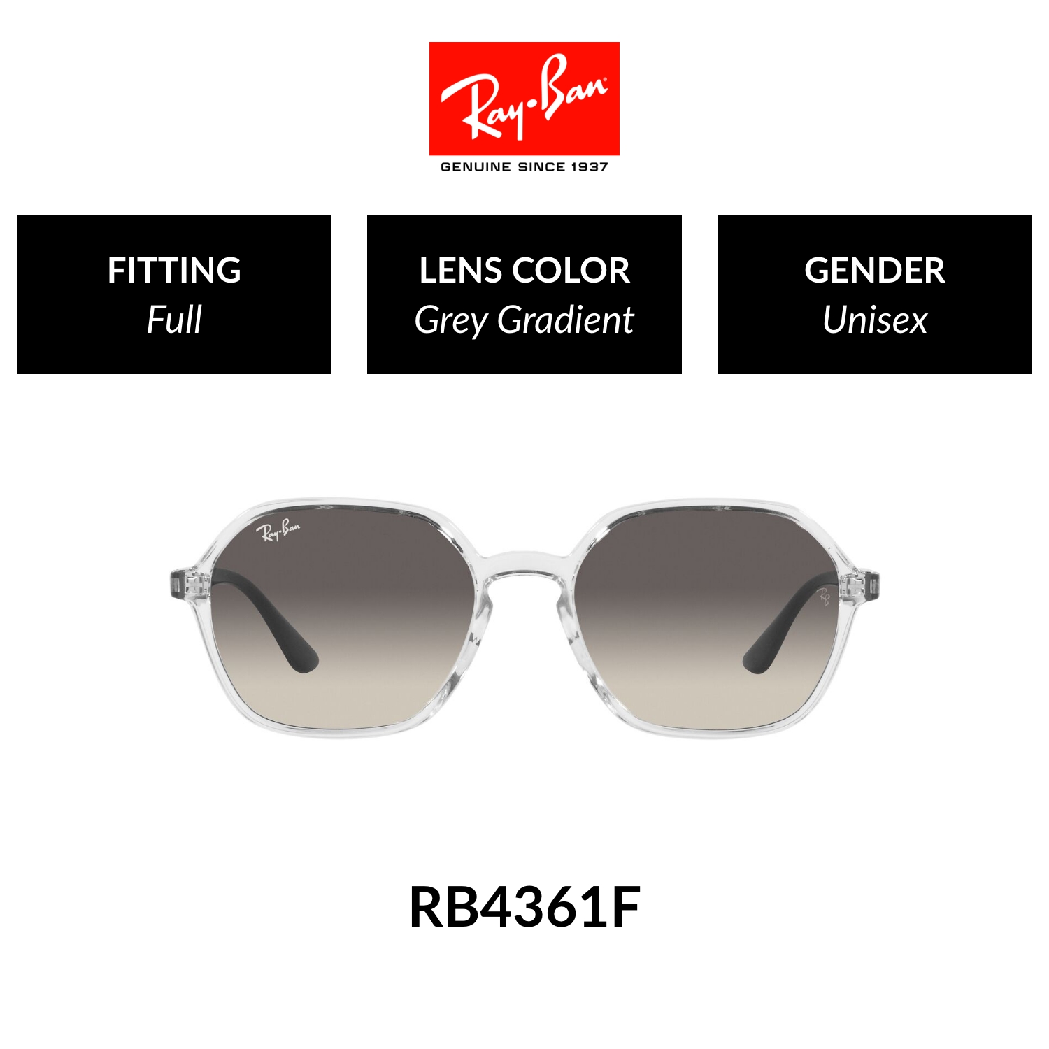 Mắt kính ray-ban rb4361f 647711 - core - kính mát size 54