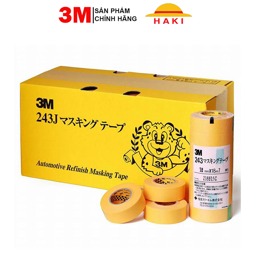 Băng keo giấy 3M tape mod bàn phím cơ, băng keo che sơn 3M Masking Tape 243J: keo giấy Washi, 10mmx18m và 20mmx18m (đvt: 1 cuộn)