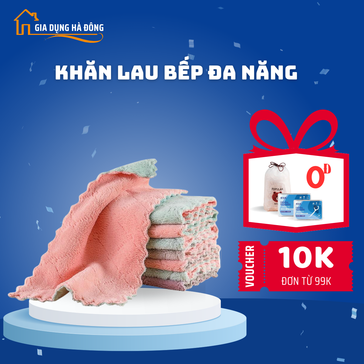 Khăn lau bếp đa năng, thấm nước, khăn lau bát đĩa chất liệu sợi microfiber