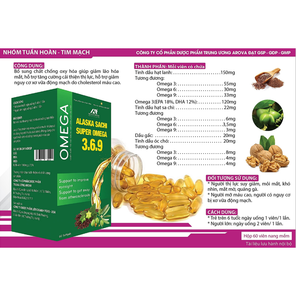 Dầu thực vật Alaska sachi omega 3.6.9 tăng cường thị lực ngăn ngừa lão hóa mắt