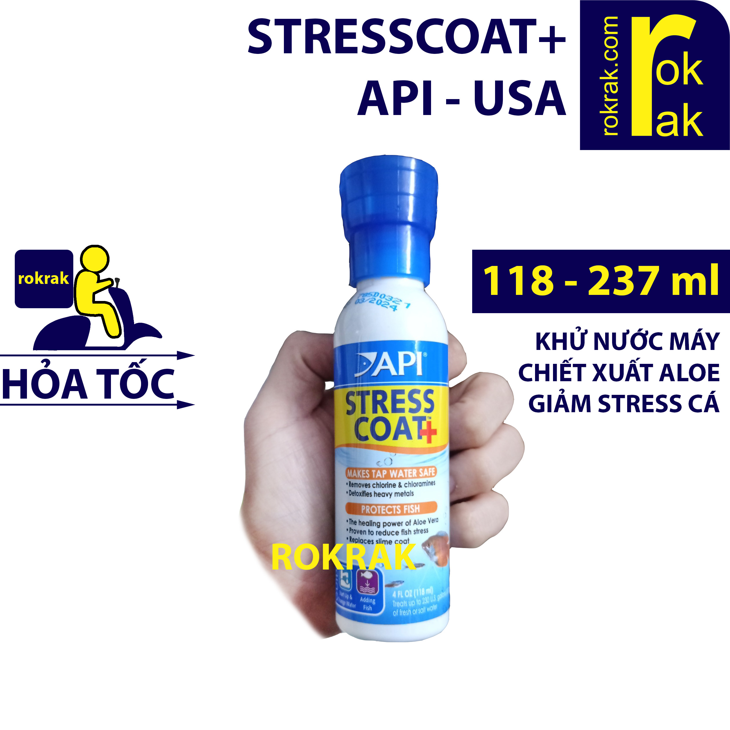 Dung dịch Stress Coat CHAI NGUYÊN 118ml 237ml 473ml Chống sốc cho cá stresscoat + API USA