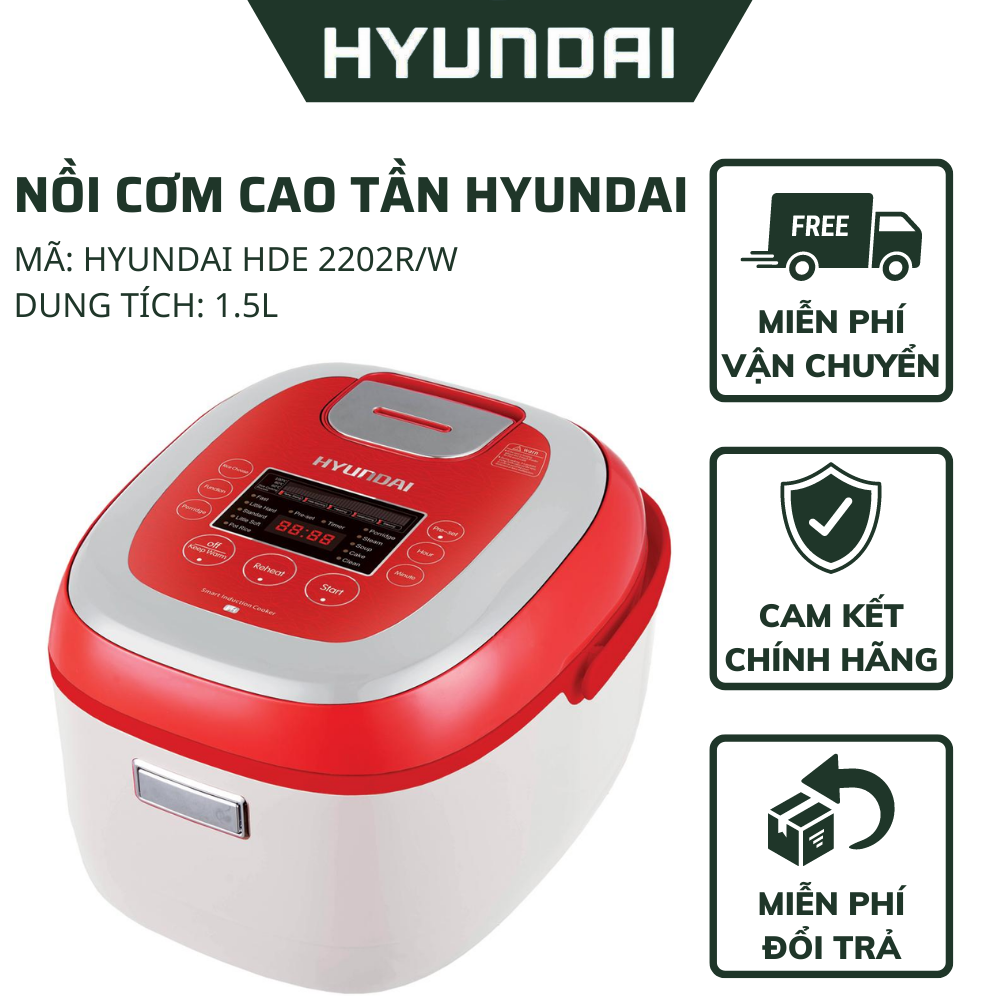 Nồi cơm điện cao tần hyundai hde 2202r dung tích 1.5l - hàng chính hãng bảo hành 12 tháng