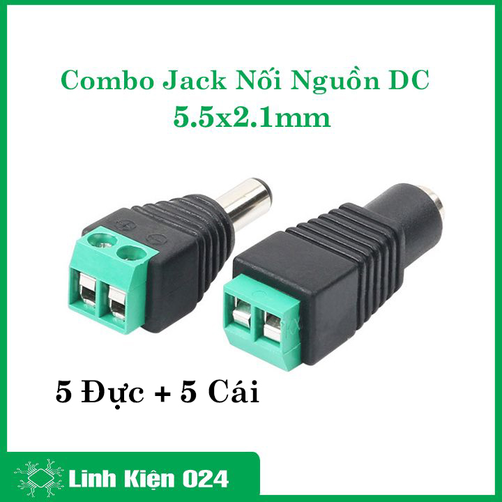 Bộ 10 chiếc jack nối nguồn DC đực cái 5.5x2.1mm ( 5 cái - 5 đực )