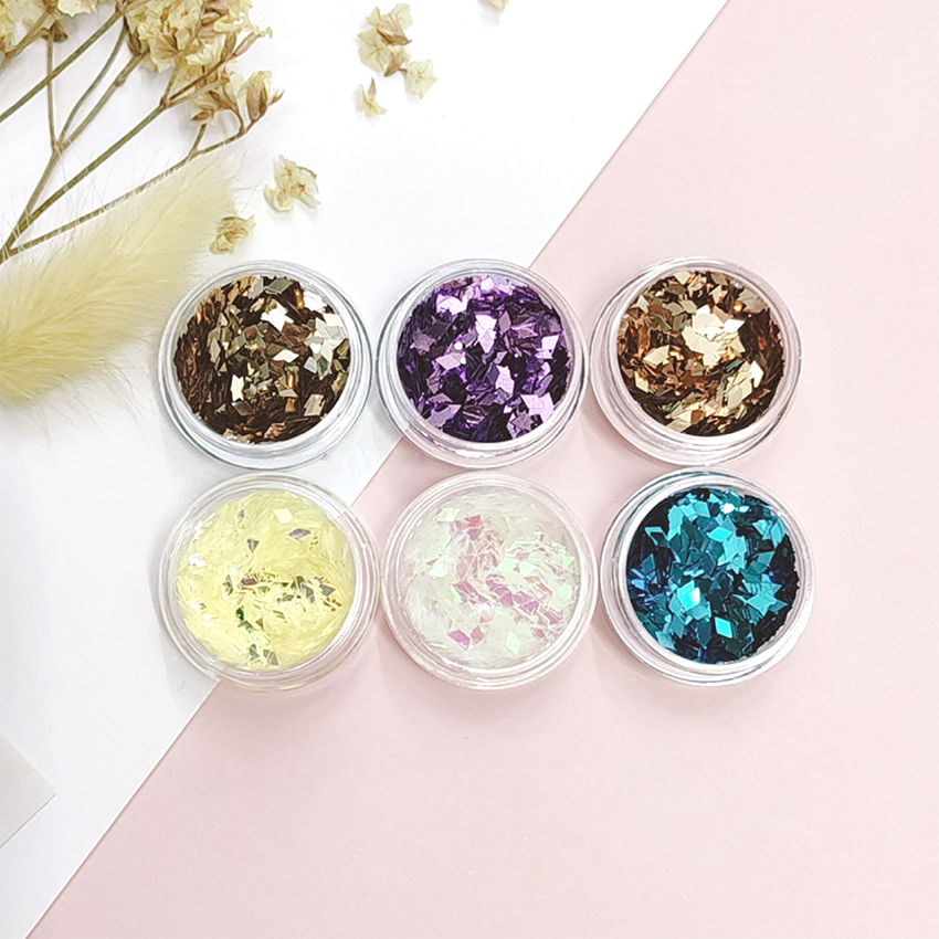 [HCM]Set 6 hũ nhũ hình thoi trang trí móng tay cực đẹp – nhũ nail trang trí móng tay