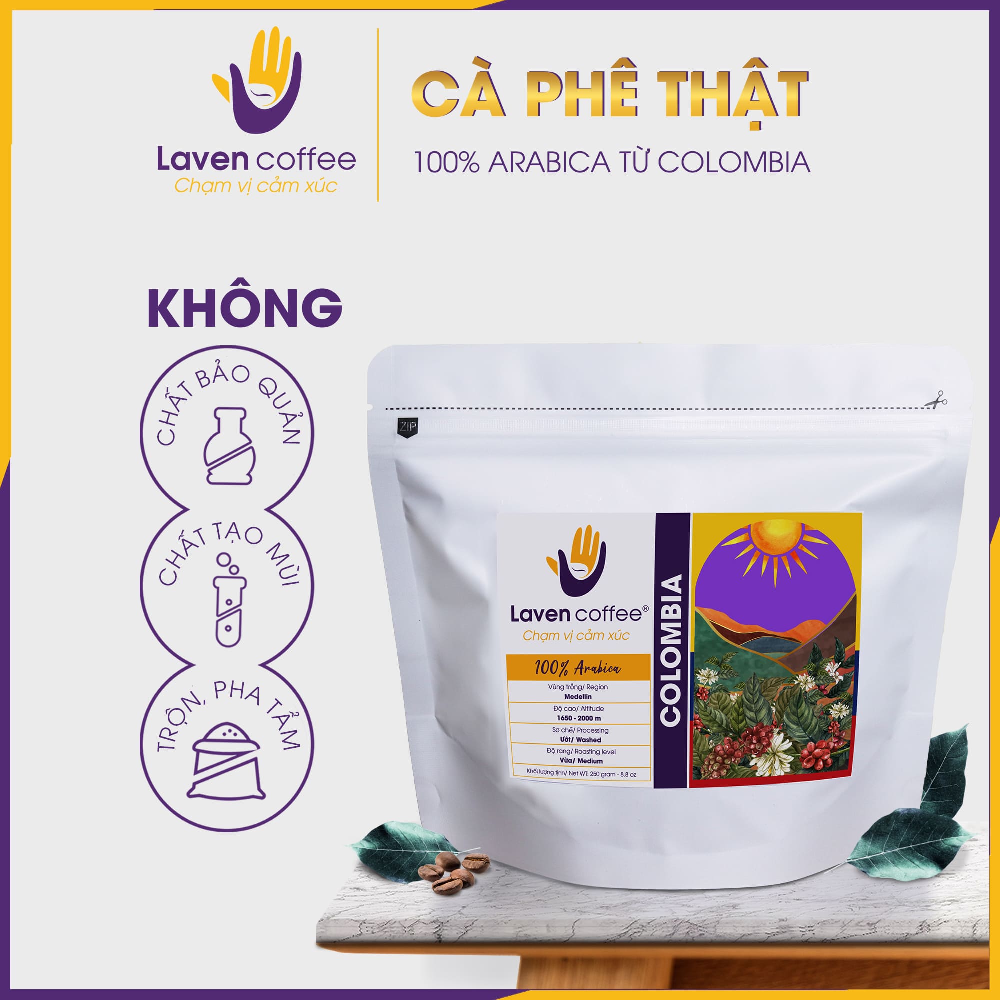 Cà phê colombia laven coffee - 250gr tinh hoa cà phê đến từ châu mỹ