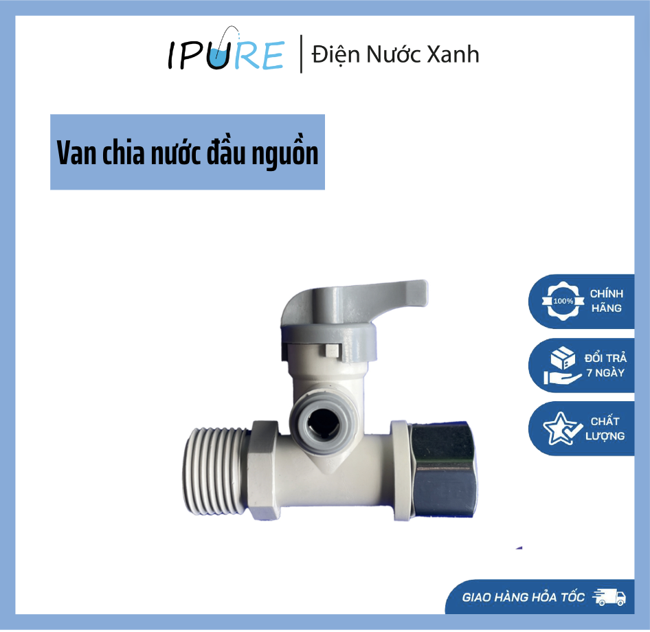 Van chia nước đầu nguồn, van cấp nước máy lọc nước - ren 21 ra ống 6mm 10mm