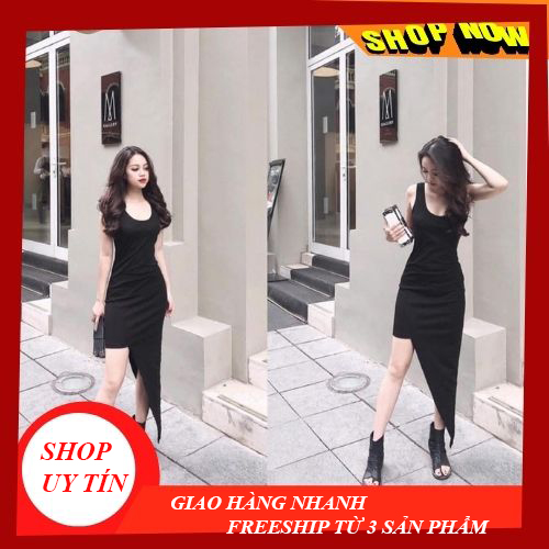 VÁY ĐEN BODY CỔ CHỮ U DÁNG DÀI - VN030