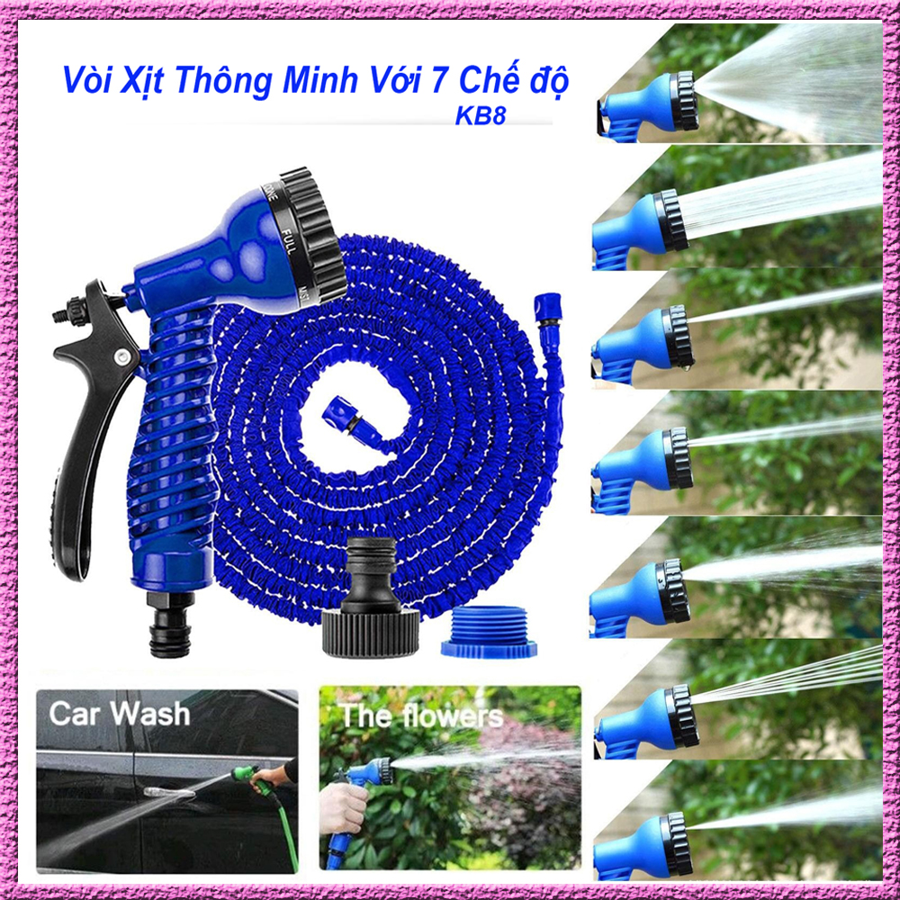 Vòi Xịt Rửa Thông Minh Giãn Nở 15m ,vòi Xịt Tăng Áp, Bộ vòi rửa xe, tưới cây giãn nở, Rửa Xe, Xịt Rửa Sân Vườn, Vòi xịt với 7 chế độ