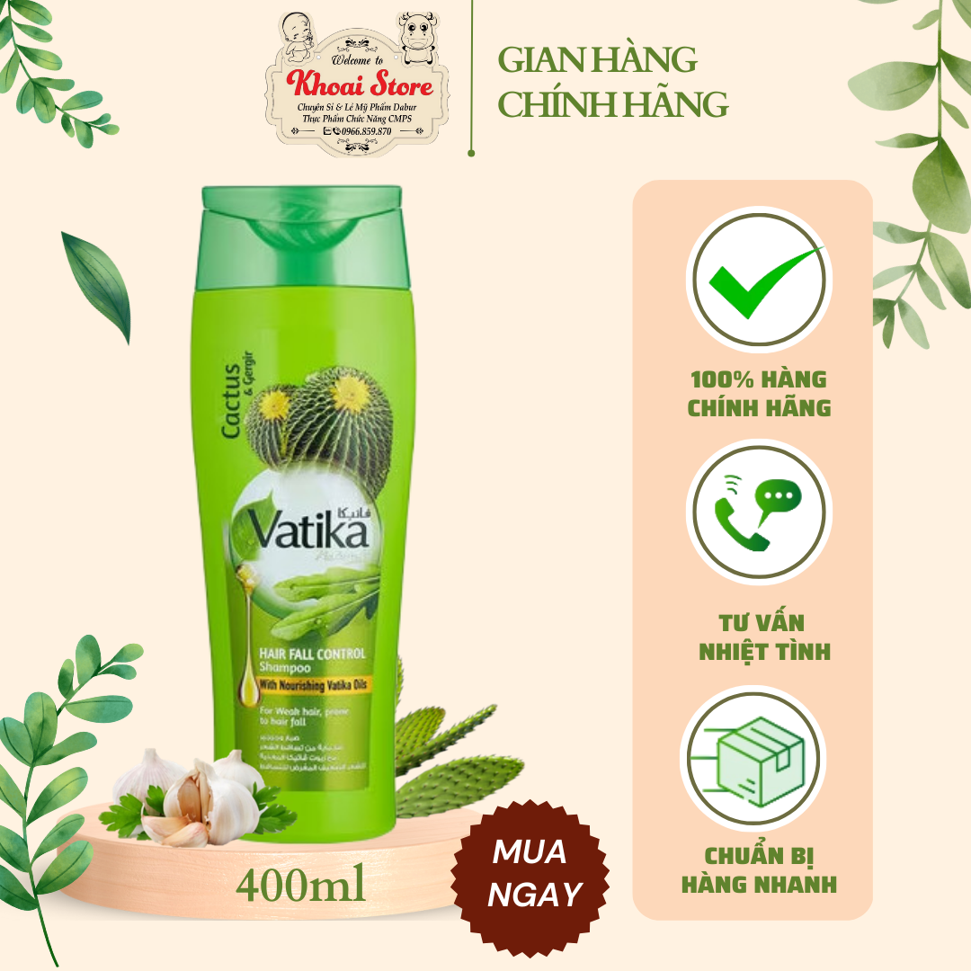 Dầu gội kiểm soát gãy rụng dabur vatika - xương rồng 400ml