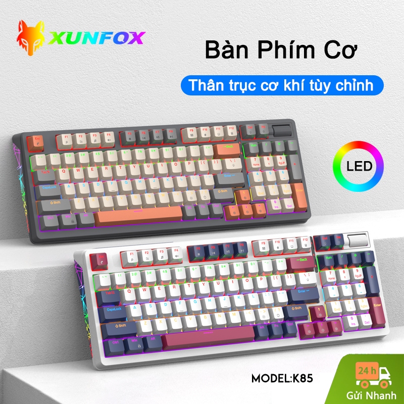 Bàn phím cơ k85 ba màu kết hợp có đèn led rgb bàn phím chơi game 96 phím có có thể tháo lắp nóng
