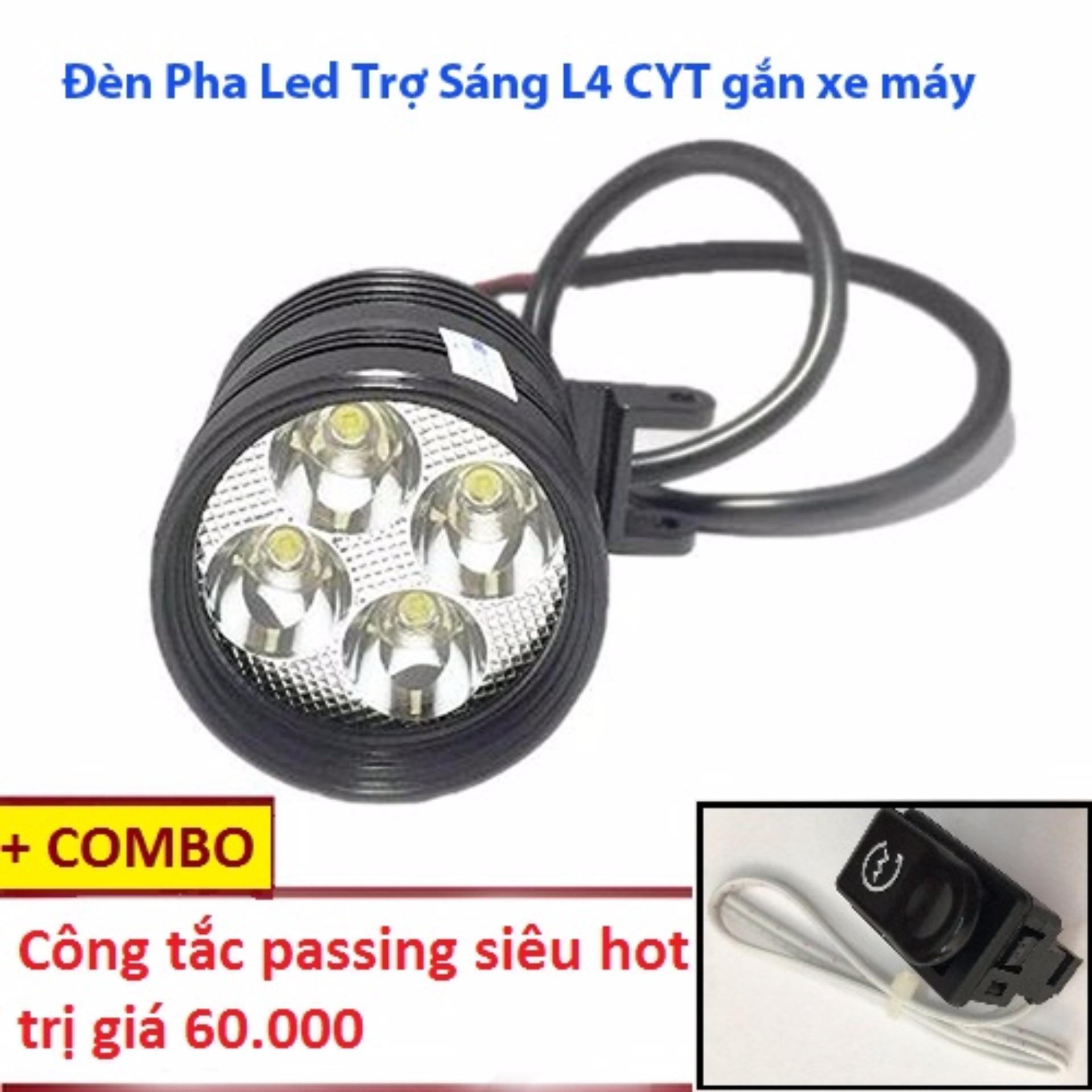 Đèn pha led L4-CYT trợ sáng gắn xe máy + công tắc passing siêu hot