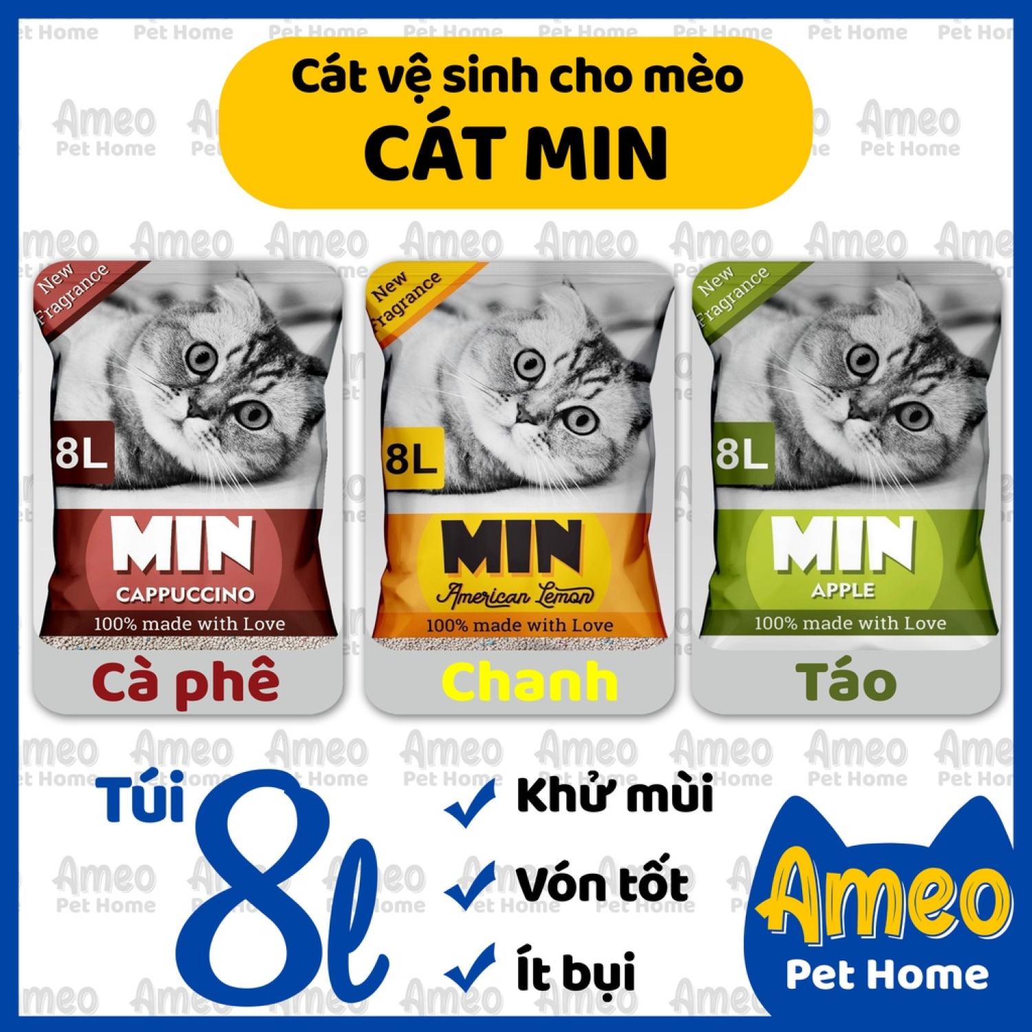 Cát vệ sinh cho mèo | cát min 8l | cát mèo cát nhật chính hãng