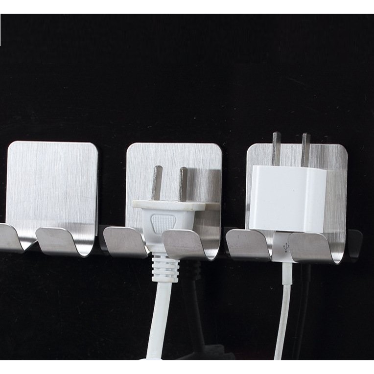 Móc Inox SUS304 Dán Tường Kẹp Giữ Dây Điện Phích Cắm Điện ,Kệ Đỡ Sạc Điện Thoại Dao Cạo Râu Đa Năng
