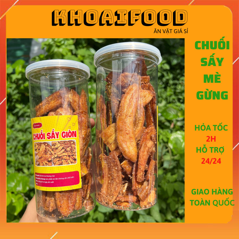 Chuối sấy giòn Đà Lạt dinh dưỡng thơm vị vừng ăn vặt ngon
