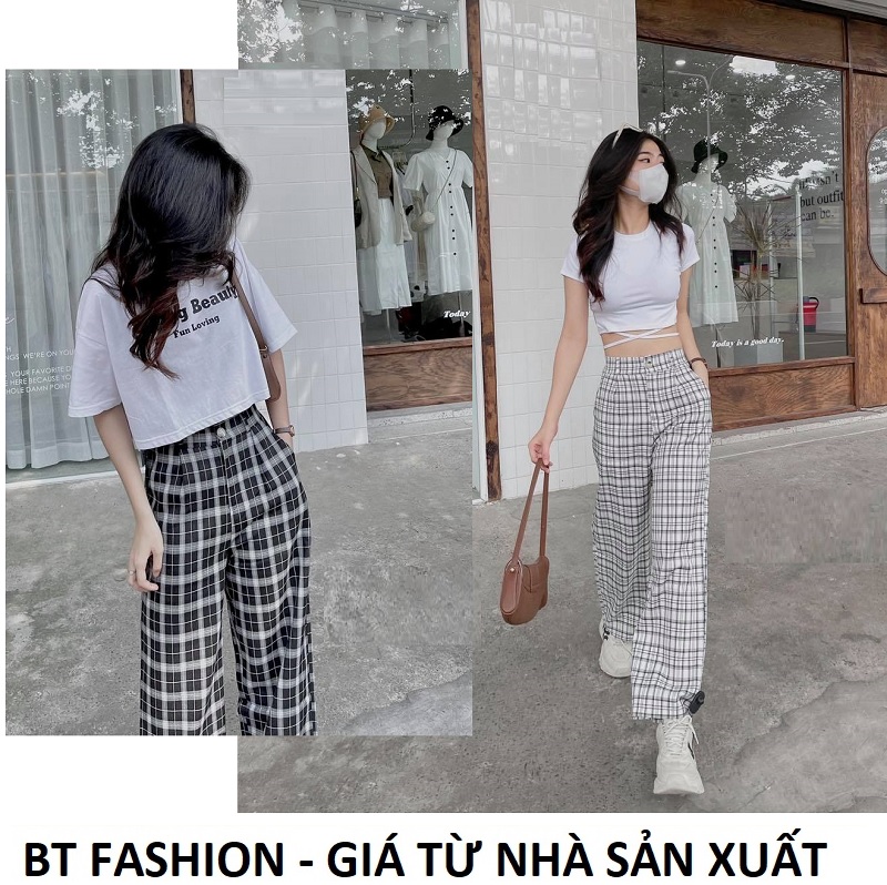 Quần Dài Nữ Ống Rộng Dây Kéo Ulzzang Thời Trang - BT Fashion (CH04) + Lưng Sau phối thun dễ mặc