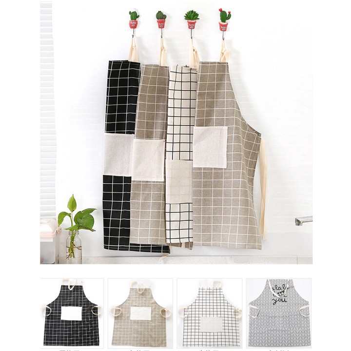 Tạp dề nội trợ - vải kẻ ô